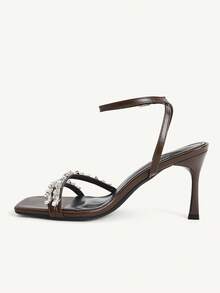 CUCCOO CHICEST Women's Stiletto Sandals, Elegant And Casual, Suitable For Office Commuting, Dating, Parties, Christmas Elegant Shoes, Wedding Shoes - Coffee brown. - View 5