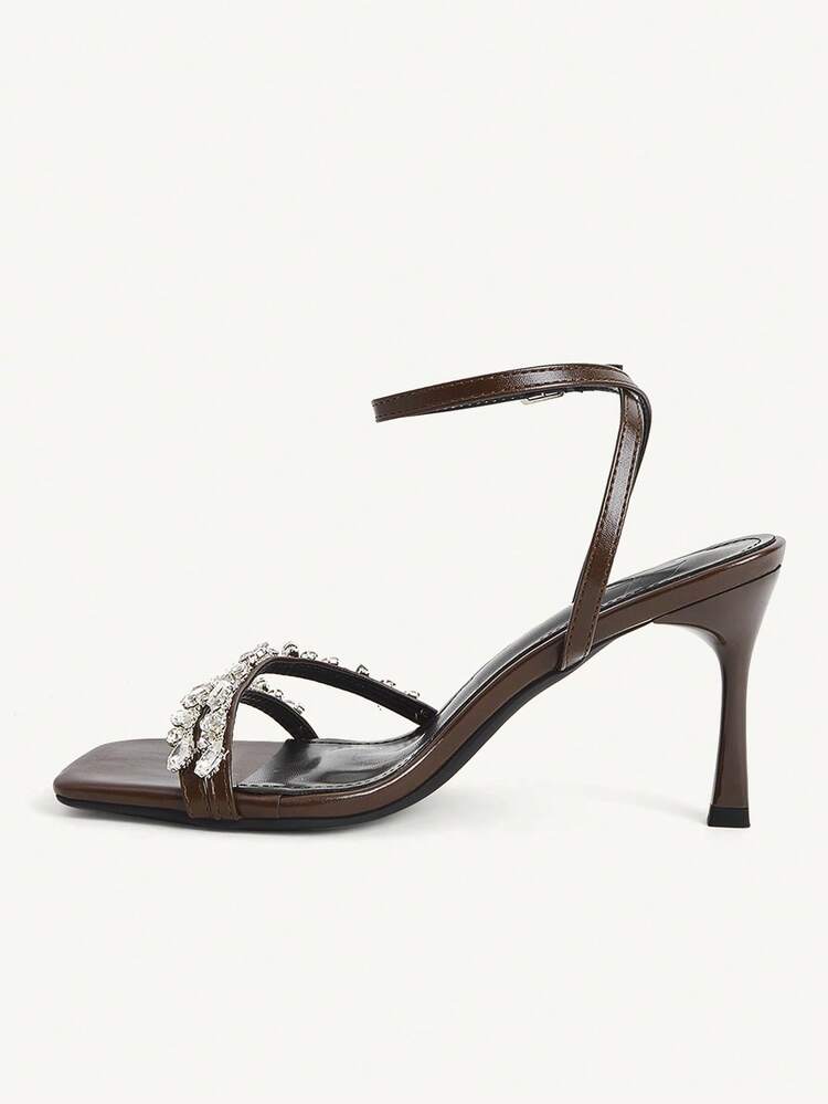 CUCCOO CHICEST Women's Stiletto Sandals, Elegant And Casual, Suitable For Office Commuting, Dating, Parties, Christmas Elegant Shoes, Wedding Shoes - Coffee brown. - View 5