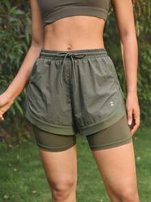 OutZeal Women Outdoor Shorts Hiking Camping Lightweight 2-In-1 Built-In Shorts - Army Green - View 7