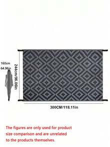 1pc 5'x8' Outdoor Rug For Patio , Waterproof Mat, Double-Sided Plastic Camping Rug, RV, Porch, Deck, Campers, Balcony, Backyard, Black And Gray - A - View 7