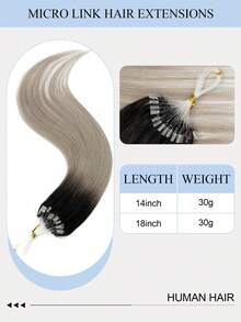 14-18吋 30G 微環接髮 真人髮 S1B-GREY 灰色，免膠水，極滑超柔軟絲綢直髮，健康真人髮，適合髮量稀疏者，女士微珠接髮 - S1B-GREY - 查看 4
