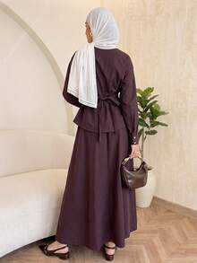 Solavon Women's Shirt And Skirt Arabic Costume Set - Brown - View 2