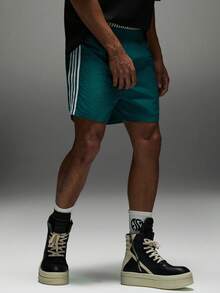 Sport MetroGents 男士對比條紋休閒運動短褲，輕量青綠色條紋健身短褲附口袋，耐穿運動健身短褲，適合夏季 - 綠色 - 查看 3