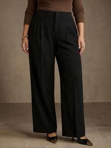 MOTF PREMIUM PLUS SIZE WOMEN'S ELEGANT COMFORTABLE STRAIGHT LEG PANTS FALL - Black - View 5