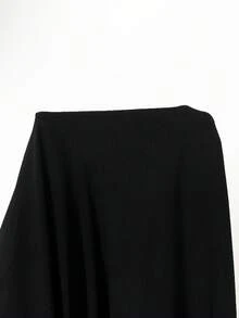 Elaquor 大尺碼女款拼色翻領燈籠袖單排扣優雅連身裙 秋季 - 黑色 - 查看 10