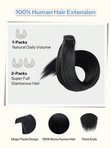 Ponytails Extensions Human Hair Jet Black Remy Hair Extensions Invisible Wrap Around Ponytail Real Human Hair For Women Daily Work - S1 - View 5