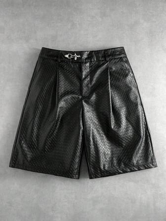 Street Life Shorts en PU texturé pour hommes avec design de boucle à la taille