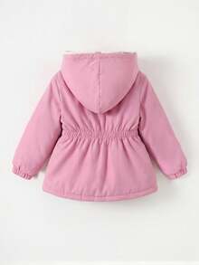 SHEIN Babygirl Reversible Floral Print Hooded Jacket, Autumn/Winter - Pink - View 2