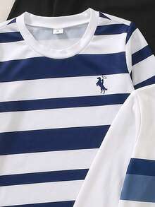 SHEIN Genkimix Kids 3件裝字母印花圓領長袖T恤，精緻且有意義的字母印花，活潑有趣，舒適柔軟面料 - 彩色 - 查看 6