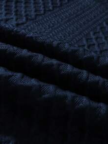EGENSIO Camisa polo de hombre de punto jacquard de unicolor con textura y cuello y puños acanalados - Azul Marino - Ver 7