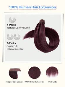 Ponytails Extensions Human Hair Dark Wine Remy Hair Extensions Invisible Wrap Around Ponytail Real Human Hair For Women Daily Work - S99J - View 4