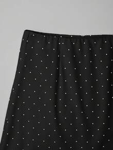 GlowEve Women's Fashion French Polka Dot Print Lace Patchwork Mini Skirt - Black - View 3