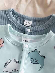 Newborn Beautiful Cute Printed Pattern Elegant Comfortable 2 Pieces Loungewear Set - Multicolor - View 3