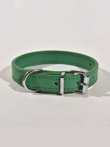 Simple PU Leather Pet Collar, Adjustable Neck Collar For Small Medium Dogs & Cats, Walking Pet Accessory - Multicolor - View 14