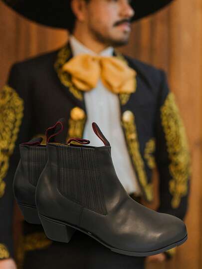 Botines de Danza Folklórica para Hombre de Piel Sintética con Tacón para Zapateado