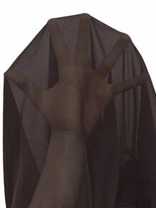 SHEIN Solid Ruffle Trim V-Neck Tie Front Sheer Chiffon Blouse With Flare Sleeves - Brown - View 8