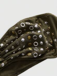 ACID BLVD Avant-Garde Sexy 2 In 1 Strapless Sheer Eyelet Rivet Decor Tube Top Two Pieces Tank Top For Women - Army Green - View 3
