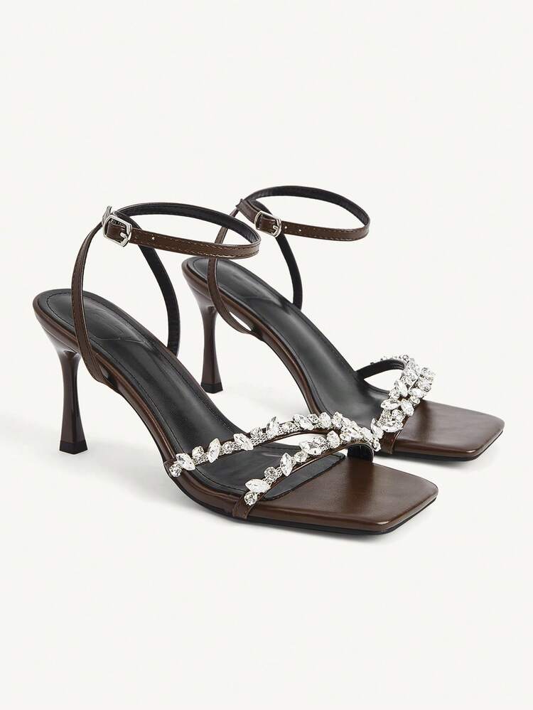 CUCCOO CHICEST Women's Stiletto Sandals, Elegant And Casual, Suitable For Office Commuting, Dating, Parties, Christmas Elegant Shoes, Wedding Shoes - Coffee brown. - View 1