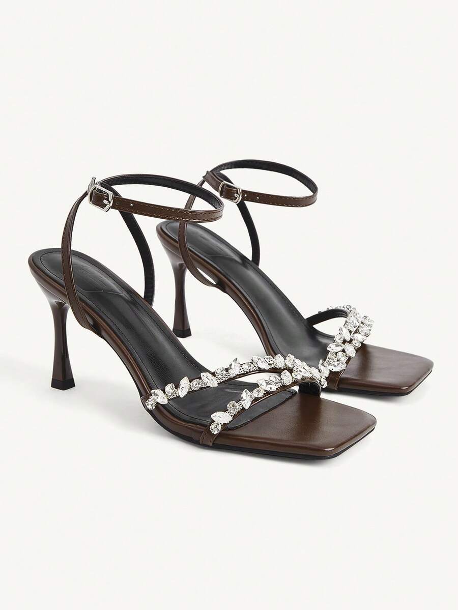 CUCCOO CHICEST Women's Stiletto Sandals, Elegant And Casual, Suitable For Office Commuting, Dating, Parties, Christmas Elegant Shoes, Wedding Shoes - Coffee brown. - View 1