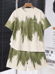 Tween Boy Casual Comfortable Fashion Minimalist Crew Neck Short Sleeve T-Shirt & Shorts Set - Multicolor - View 3