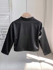 SHEIN Babygirl Street Style Versatile Black Long Sleeve Jacket - Black - View 2