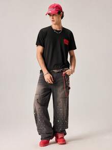Strevion Men's Simple Batman Red Joker Graphic Print Lettering Crew Neck Short Sleeve Summer T-Shirt - Black - View 6
