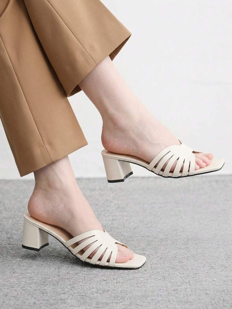 CUCCOO BIZCHIC Women's Apricot Cross-Strapped High-Heeled Sandals, Square Toe Comfortable High-Heeled Sandals, Commuter-Style Sandals - Apricot - View 4