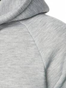 Manfinity Homme Sudadera con capucha de manga larga raglán de unicolor con cremallera y cordón para hombre - Gris Claro - Ver 4