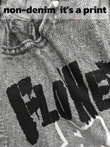 SHEIN Leap Crew 青少年女孩时尚街头时尚水钻装饰 U 领长袖 T 恤和不对称下摆牛仔裤 2 件套 - 黑色 - 查看 8