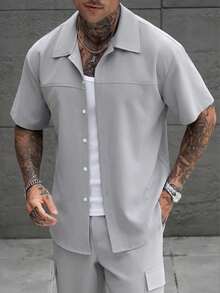 SLATEMANN Men's Casual Fashion Versatile Minimalist Elegant Shirt - Grey - View 3