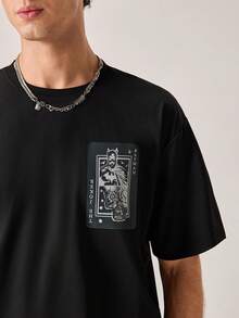 Strevion BATMAN Kaos Lengan Pendek Gaya Jalanan Kasual Serbaguna untuk Pria di Musim Panas dengan Motif Seri IP "" - Hitam - View 7