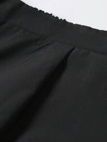 Manfinity Homme 男士休閒時尚正式刺繡短袖T恤套裝，外出必備，送給家人和男友的禮物 - 黑色 - 查看 5