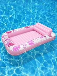 1 pieza Tumbona inflable para tomar el sol, 70 X 45 pulgadas (aprox. 176 X 115 cm) Flotador de piscina extra grande con almohada, Balsa de baño 4 en 1 para tomar el sol como regalo para fiestas - Multicolor - Ver 2