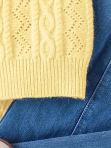 SHEIN Chaleco de punto sin mangas de unicolor para niña - Amarillo - Ver 6