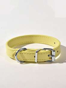 Simple PU Leather Pet Collar, Adjustable Neck Collar For Small Medium Dogs & Cats, Walking Pet Accessory - Multicolor - View 21