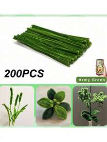100/200/300 根绿色雪尼尔绒条，适用于 DIY 手工艺品、花艺摆设、创意礼品、派对装饰等软工艺用品 - 彩色 - 查看 16