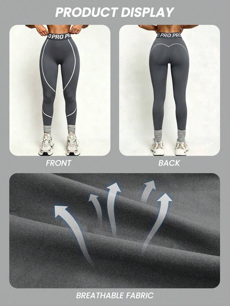 Slayform Slayform Women's Black Tight 3/4 Length Sports Leggings With Contrast Waistband And Stripe Accents, Suitable For Daily Casual Wear, Running, Yoga, Gym, Tennis, Golf - Grey - View 6