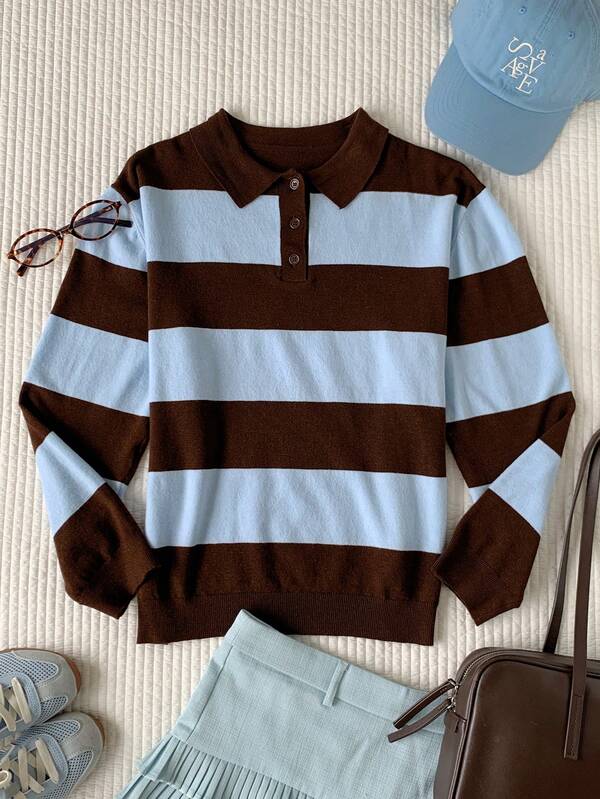 Comfortcana Women's Colorblock Casual Versatile Daily Wear Long Sleeve Sweater