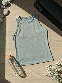 SHEIN Cheerettes 女款素色圓領休閒日常旅行運動T恤 - Fresh Green - 查看 2