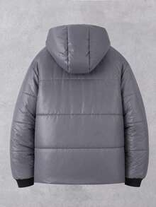Teen Boys Winter Quilted Fashion Padded Coat - Grey - View 3