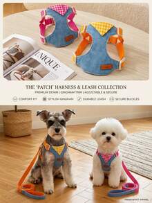 PETSIN 1 Set Tali dan Harness Anjing Tipe Rompi, Tali Jalan Bernapas untuk Anjing Teddy, Bichon, Pomeranian, Ukuran Sedang dan Kecil - MultiWarna - View 2