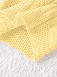 SHEIN Chaleco de punto sin mangas de unicolor para niña - Amarillo - Ver 3