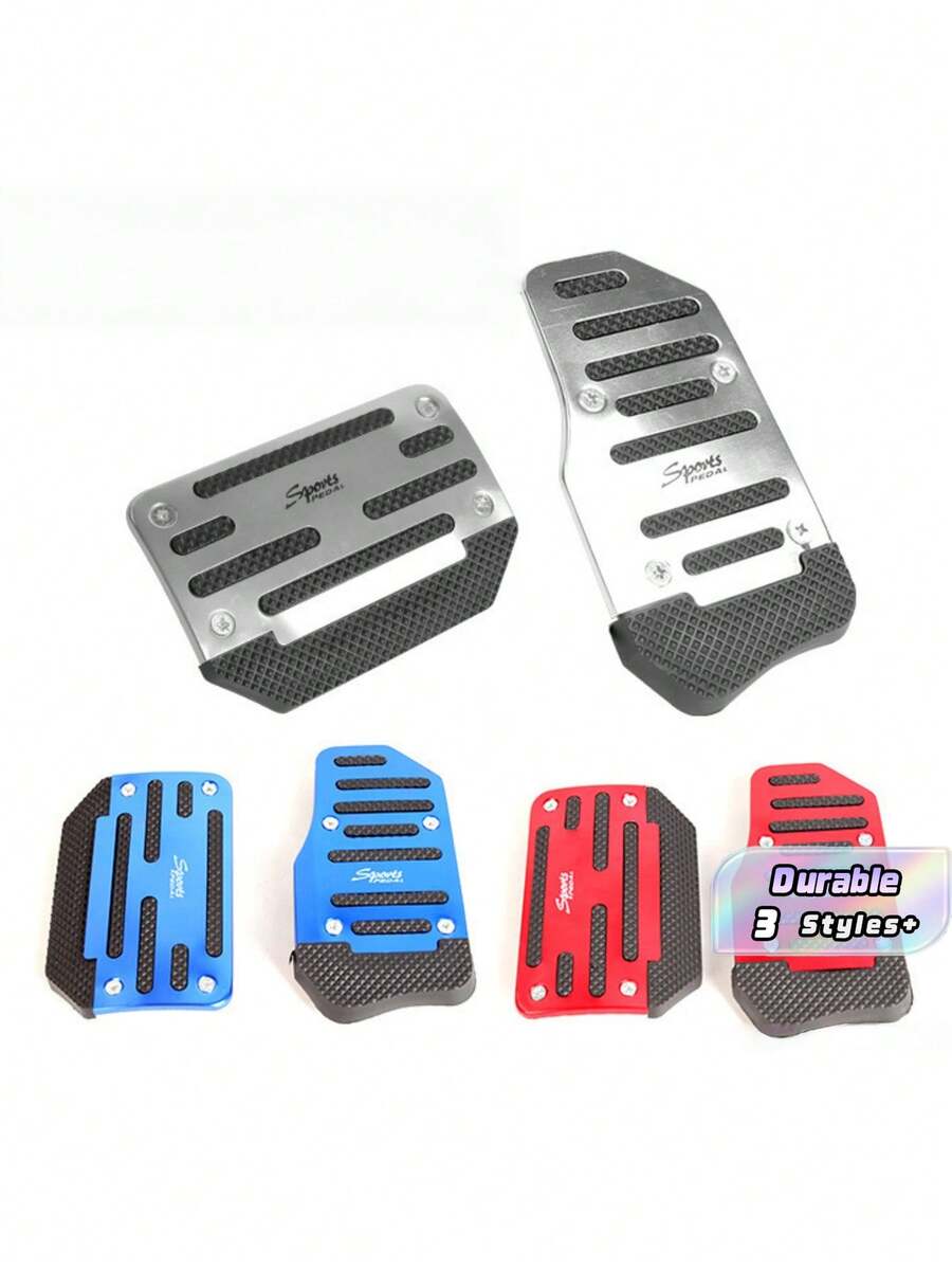2Pcs Universal Car Anti-Slip Pedal Cover Set, Metal Racing Accelerator Brake Pedal Pads Fit Manual & Automatic Transmission, Ergonomic Design Durable Lightweight Auto Interior Upgrade Styling Foot Pedal Accessories Compatible With Most Vehicle Models - A - View 1