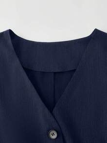 Franclia Women's Solid Color Elegant Office Commute Suit Set - Navy Blue - View 4