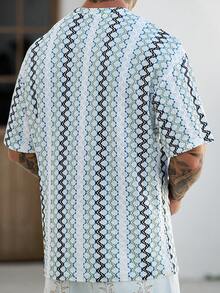 Manfinity Homme Men's Casual Mature Knit Fashion Versatile T-Shirt - Blue - View 2