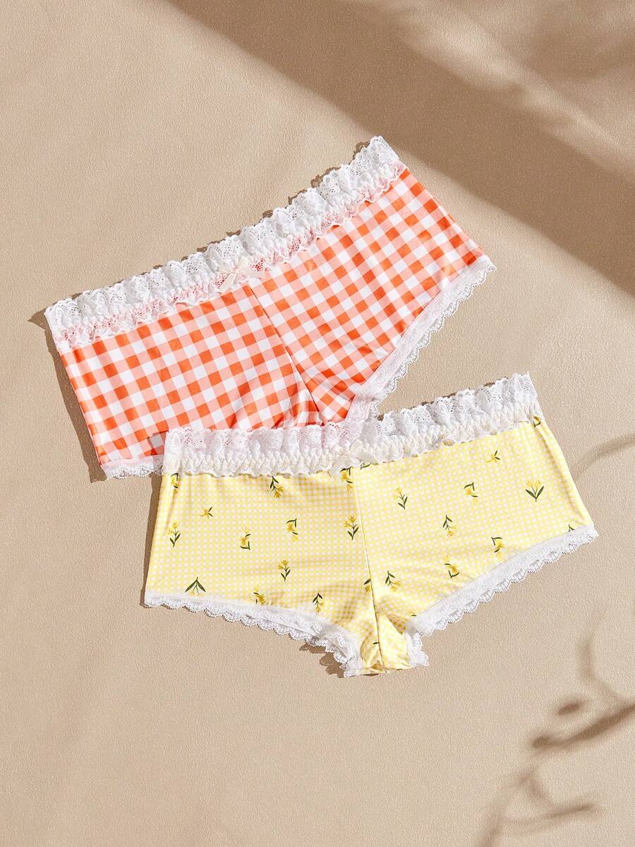 Lullawish Women's Contrast Lace Comfortable Fashion Boyshorts - Mixed color - View 1