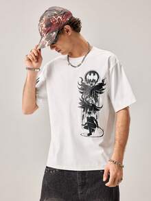 Strevion Summer Men's Casual Streetwear Versatile "BATMAN" IP Series Short Sleeve T-Shirt - White - View 3