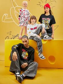 TOM & JERRY X SHEIN 1pc Tween Boy Cartoon Print Drop Shoulder Oversized Sweatshirt In White - White - View 10