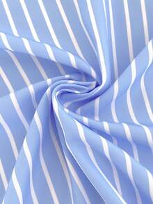 Manfinity Mode Men's Business Casual Blue Long Sleeve Striped Shirt, Nice Shirts For Men, For Fall, Formal, Ceremony - Baby Blue - View 7