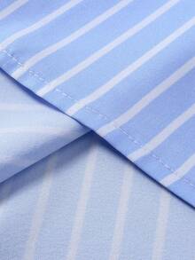 Manfinity Mode Men's Business Casual Blue Long Sleeve Striped Shirt, Nice Shirts For Men, For Fall, Formal, Ceremony - Baby Blue - View 6